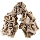 Cream and Biscuit Houndstooth Cashmere Ring Shawl