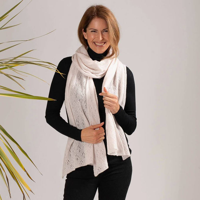 Latte Lace Knit Cashmere Wrap