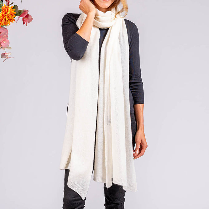 Oversize Vanilla Cream Cashmere Scarf