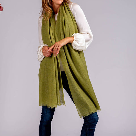 Crocodile Green Gossamer Cashmere Shawl