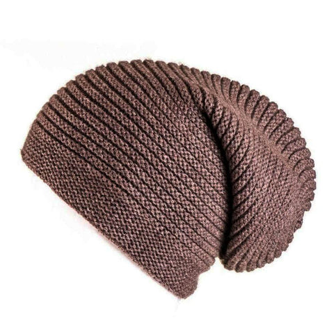 Chocolate Brown Cashmere Slouch Beanie Hat