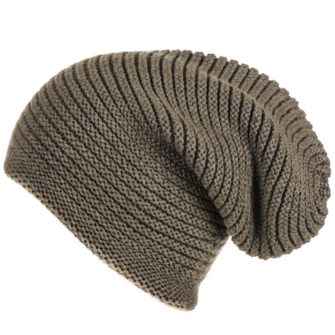 Olive Green Cashmere Slouch Beanie Hat