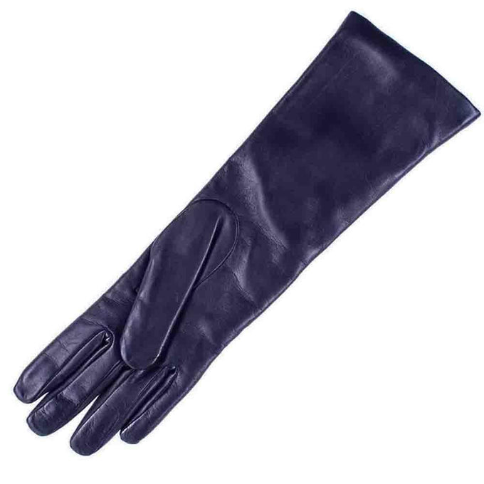 Dark Navy Leather Musketeer Gloves with Points