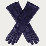 Dark Navy Leather Musketeer Gloves with Points