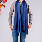 Denim Blues Silk and Wool Scarf