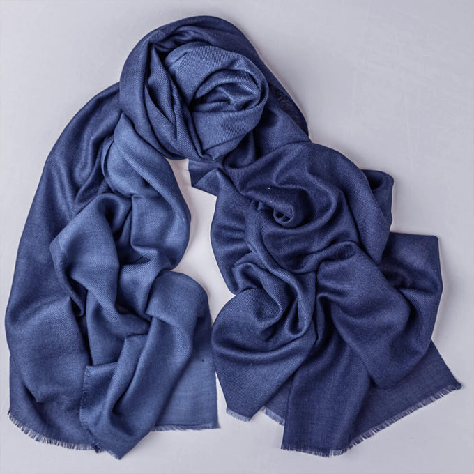 Denim Blues Silk and Wool Scarf