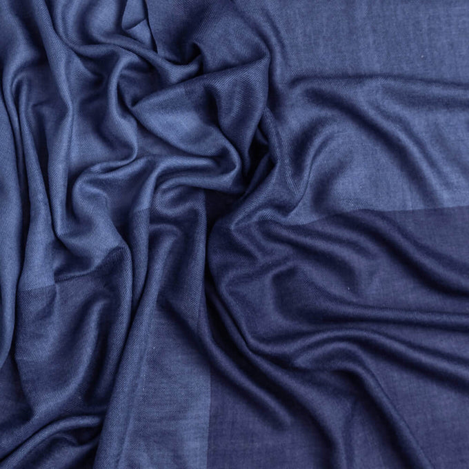 Denim Blues Silk and Wool Scarf