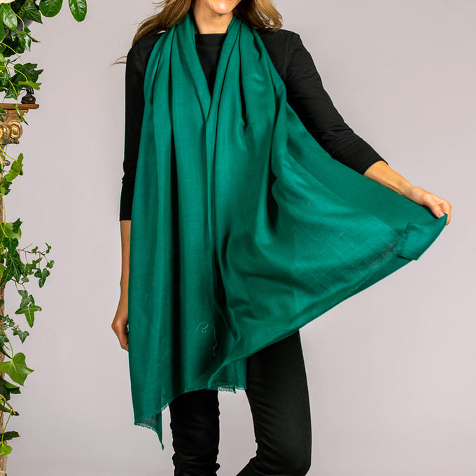 Emerald Green Cashmere and Silk Wrap