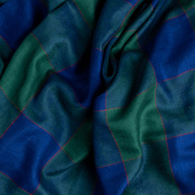 Emerald and Sapphire Check Cashmere Ring Shawl