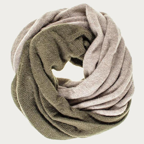 Olive Green and Taupe Cashmere Snood