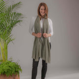 Military Green Gossamer Cashmere Shawl