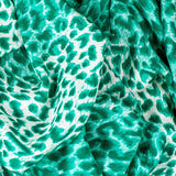 Emerald Green Leopard Print Cashmere and Silk Scarf