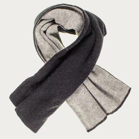 Grey and Black Double Face Cashmere Cravat Scarf