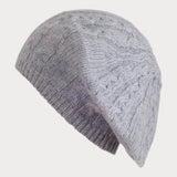 Grey Cable Knit Cashmere Beret