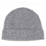 Grey Cashmere Beanie Hat