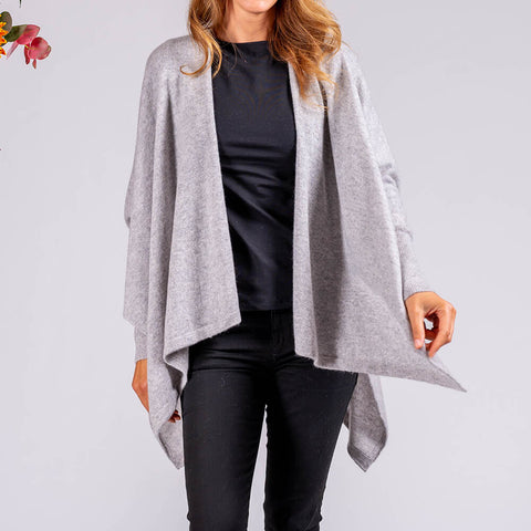 Dove Grey Sleeved Cashmere Cape