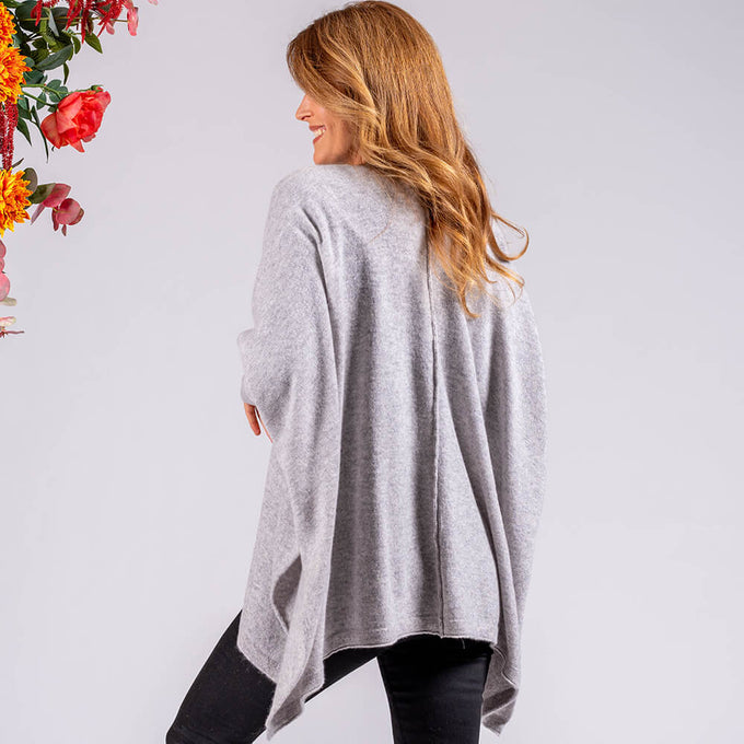 Dove Grey Sleeved Cashmere Cape