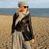 Super Luxe Smokey Grey Basket Weave Cashmere Shawl