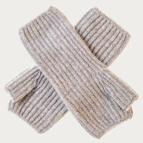 Grey Rib Knit Cashmere Wrist Warmers