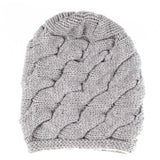 Grey Chunky Cable Knit Cashmere Beanie