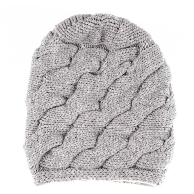 Grey Chunky Cable Knit Cashmere Beanie