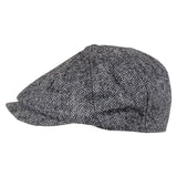 Grey Herringbone Baker Boy Tweed Cap