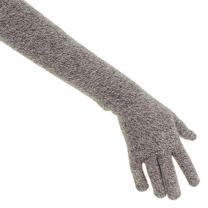 Long Black and Grey Cashmere Gloves
