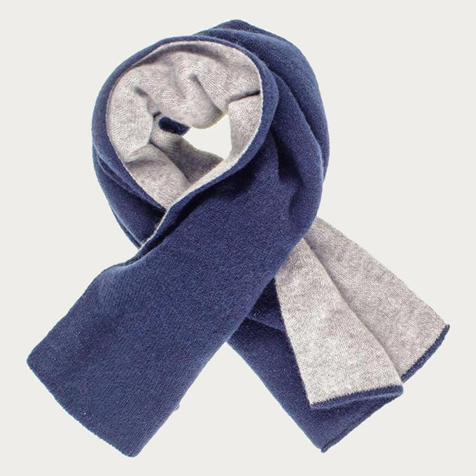 Navy and Grey Double Faced Cashmere Neck Warmer