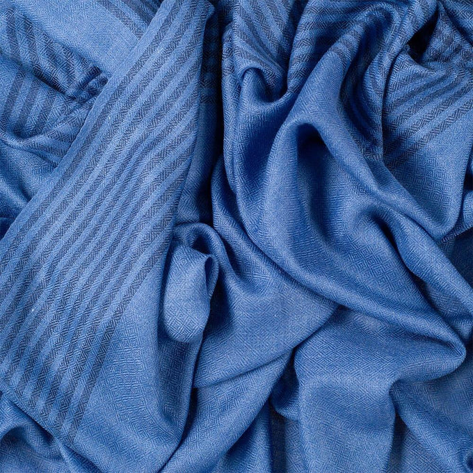 Harley Blue on Blue Silk and Wool Scarf