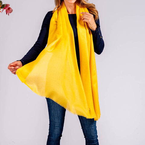 Honey Yellow Cashmere and Silk Wrap