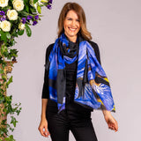 The Floral Trilogy - Blue Iris Cashmere and Silk Wrap