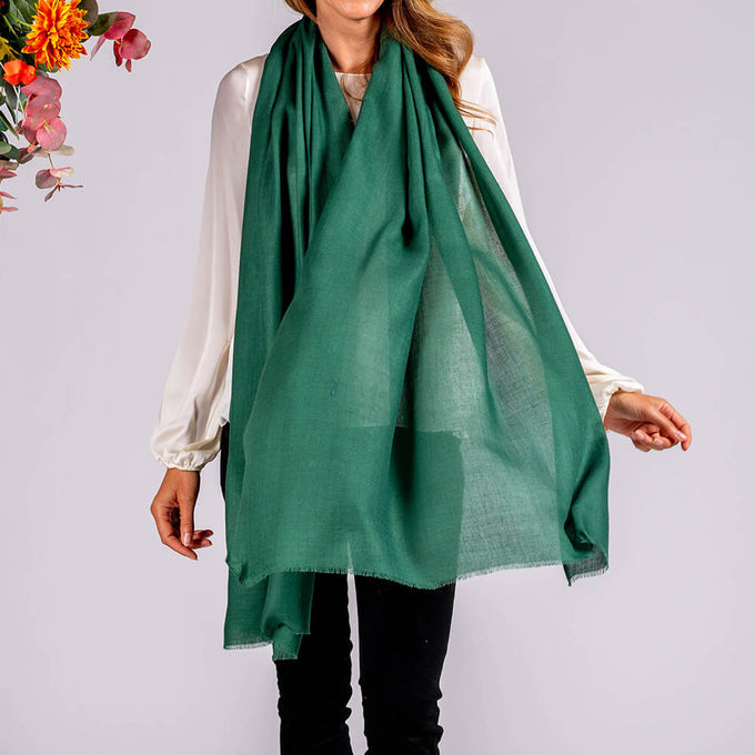 Jungle Green Cashmere and Silk Wrap