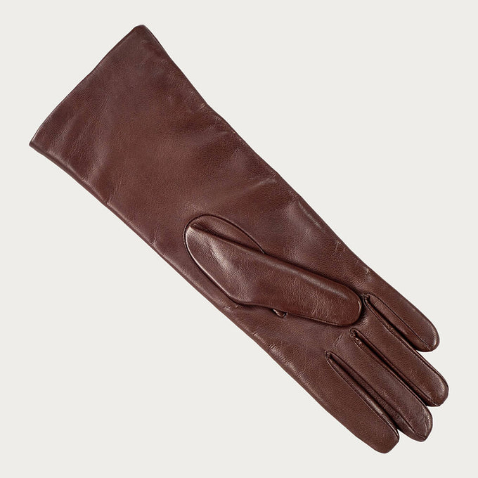 Ladies Chocolate Brown Cashmere Lined Leather Gloves