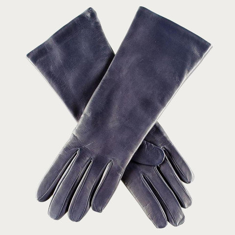 Midnight Navy Blue Leather Gloves with Cashmere Lining