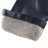Navy Blue Leather Gloves with Cashmere Lining 2