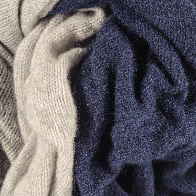 Large Navy and Grey Cashmere Snood – Black.co.uk