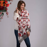 ‘I Love My Shoes’ Red and Cream Cashmere and Silk Wrap