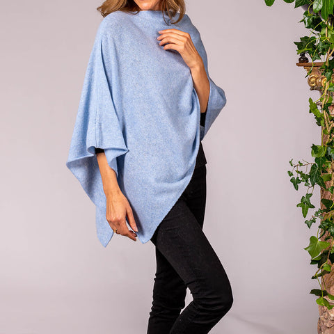 Baby Blue Knitted Cashmere Poncho