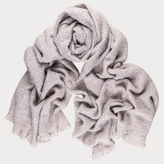 Super Luxe Dove Grey Basket Weave Cashmere Shawl