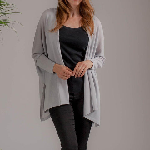 Silver Grey Cotton Blend Cardigan