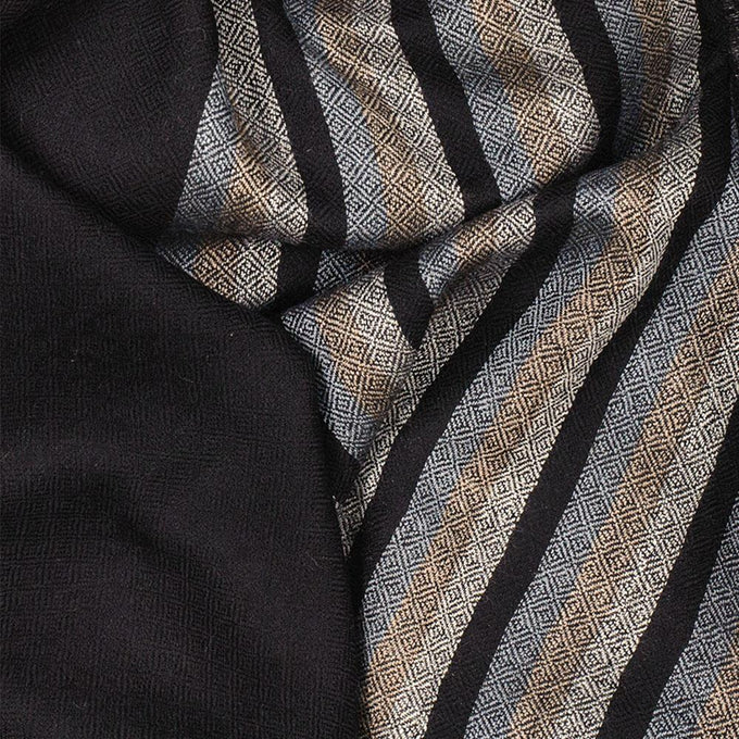 Lombard Black Wool and Silk Scarf
