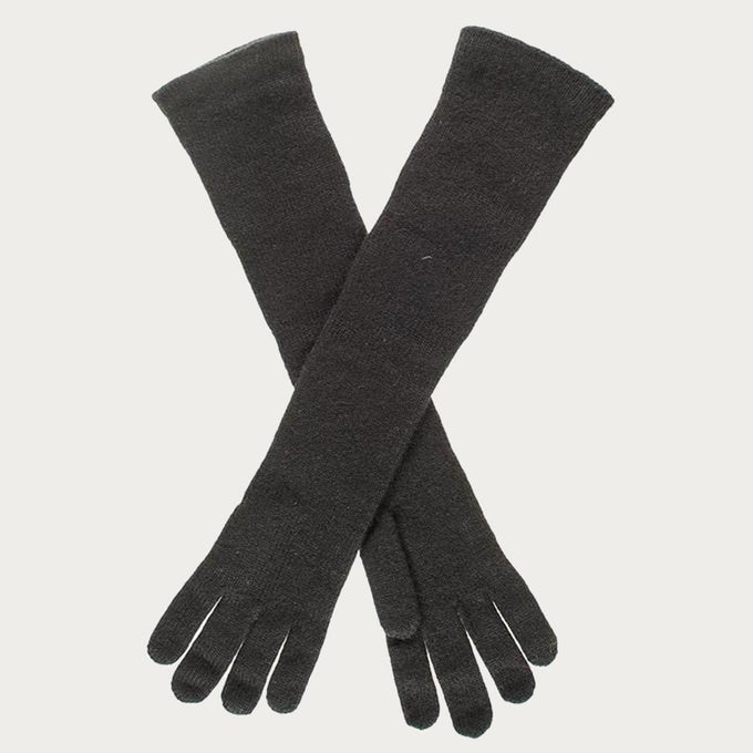 Long Black Italian Cashmere Gloves