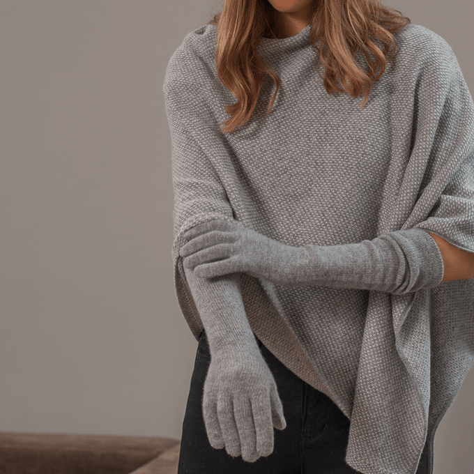 Long Grey Italian Cashmere Gloves