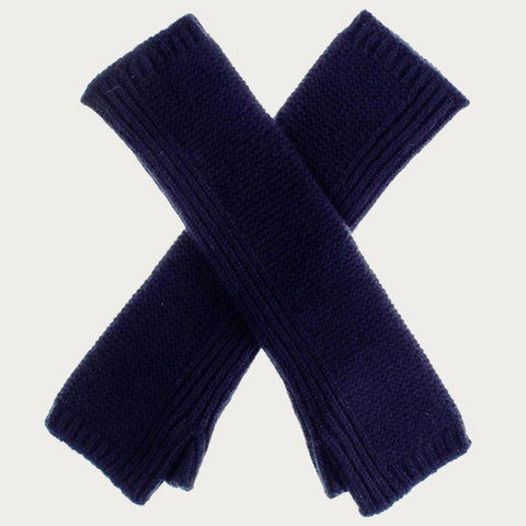Long Navy Cashmere Wrist Warmers