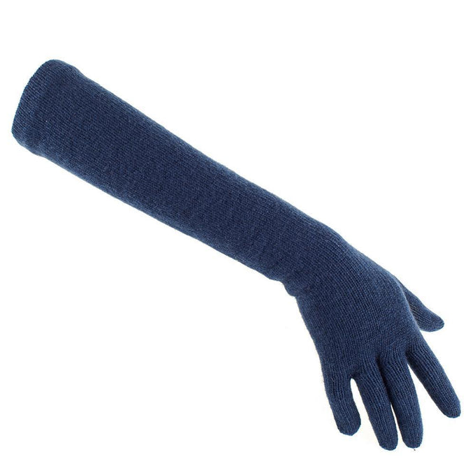 Long Navy Italian Cashmere Gloves