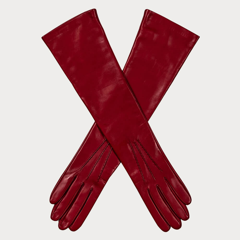 Long Black Leather Gloves - Silk Lined X-Large (8.5)