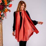 Mahogany to Clay Shaded Cashmere and Silk Wrap