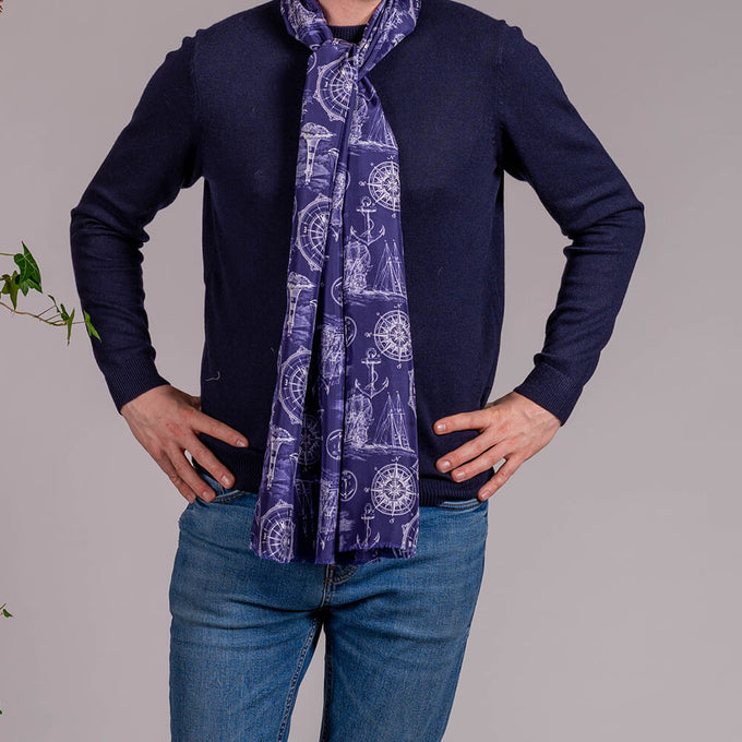 Marine Navy Silk Twill Scarf