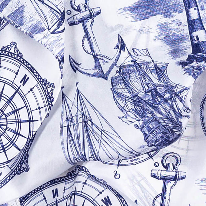 Marine White Silk Twill Scarf