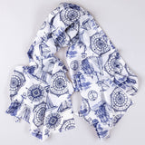 Marine White Silk Twill Scarf
